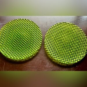 2 pressed green plates 8.25”